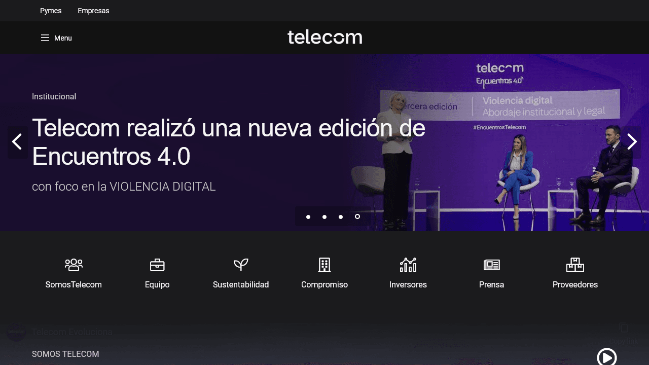 Screenshot de la pagina Telecom Institucional